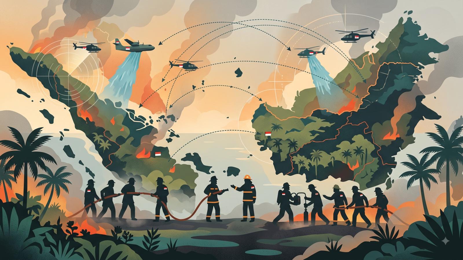 firefighters battling peatland